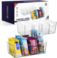 Plastic Pantry Organization and Storage Bins with Removable Dividers Perfect K