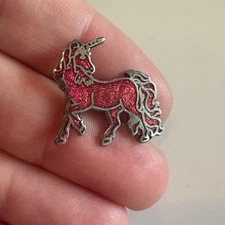 Vintage Red Unicorn Fantasy Horse Enamel Lapel Hat Pin Tie Tack