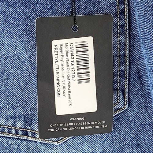 Pretty Little Things Women Jeans 90's Cut Out Baggy Boyfriend Jeans Sz 8 - Picture 11 of 11