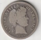 SEMI-KEY 1895 (P) BARBER DIME G+