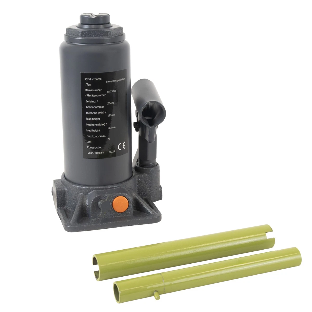Högert Technik Stempelwagenheber – Hydraulisch, 5 Tonnen Hubkraft, Hubbereich 210–405 Mm – TÜV-geprüft, Verstärkte Konstruktion – Für Werkstatt & Garage