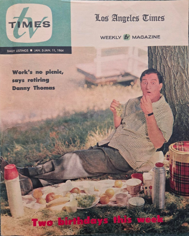 tv TIMES Los Angeles Times Weekly Magazine Jan. 5-11, 1964 Danny Thomas Cover