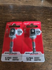 2PK Milwaukee 1/2" x 2" Shockwave Impact Duty Socket Adapter, 48-32-5034