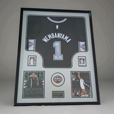 VICTOR WEMBANYAMA Signed Framed Jersey Authenticated + COA San Antonio Spurs