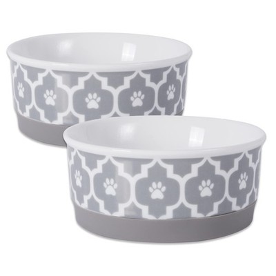 Lattice Collection Pet Bowl & Canister, Small Set, 4.25x2'', Gray, 2 Count