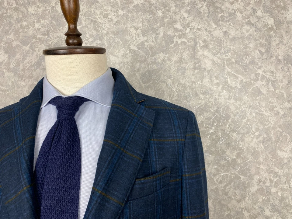 NWT! Linea Sartoriale Cashmere Blue Check Half Lined Blazer Jacket 40, EU 50 - Image 4 of 4