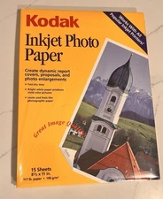 Kodak Inkjet Photo Paper 2 Packs 15 Sheets Each 8.5”x11" Bright White New Sealed