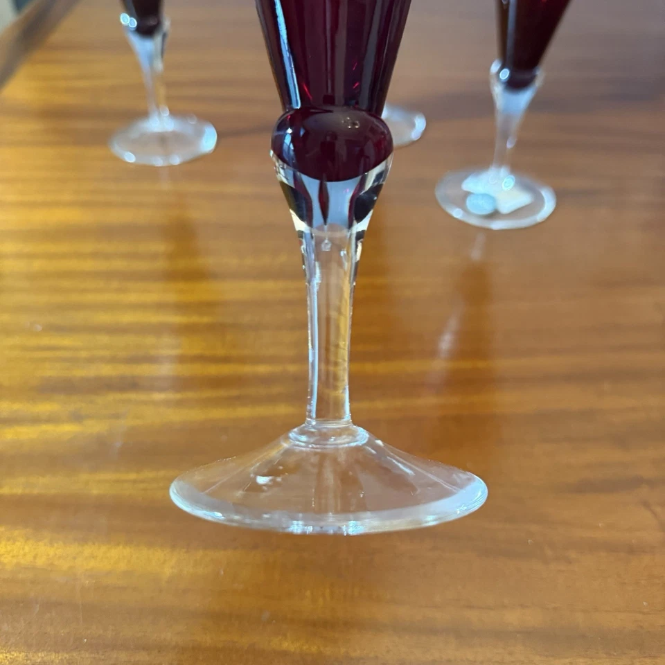 Lenox Ruby Red Etched Holiday Gems Water Glasses 9 3/8" Set of 4 Discontinued - Image 3 of 4