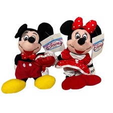 Vintage Disney Store Mickey  Minnie Mouse Valentine Bean Bag Plush Set NWT