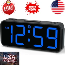 Small Digital Alarm Clock Plug in for Bedrooms Bedside, Tiny Electric Clock L...