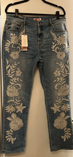    Johnny Was The Boyfriend Jean Malikha Embroidered Sz 32  350-NWT