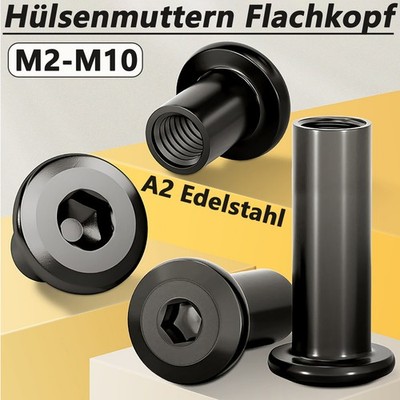 M2-M10 CAP NUTS FLAT HEAD ALLEN KEY A2 STAINLESS STEEL BLACK For FURNITURE BOLT