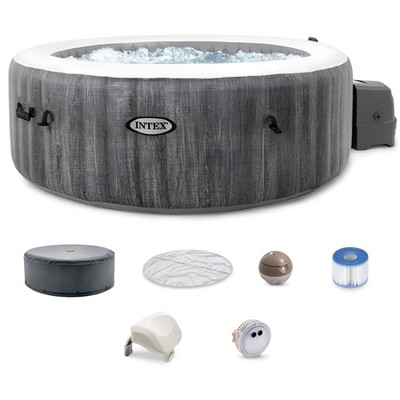 Intex 28439EP PureSpa Plus Greywood Inflatable Bubble Jet Spa, 77 x 28''