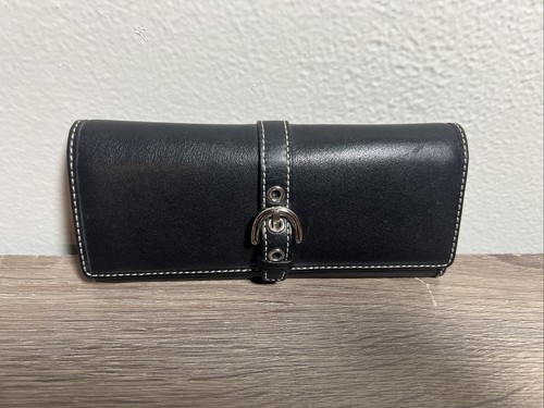 Vintage Coach Black Leather Tri-Fold Wallet - Picture 3 of 9