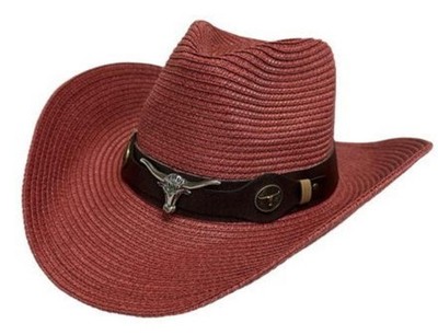 Western Drifter Cowboy Hat UPF 50+ Transforms 3 Shapes Paper Straw Hat Burgundy