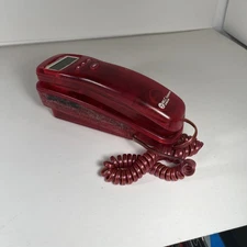 Vtg 90’s Retro Transparent, Clear Phone Bell Equip. Sonecor Red Trimline Cord