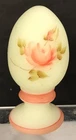 FENTON ART GLASS YELLOW BURMESE EGG HAND PAINTED SIGNED GLOWS