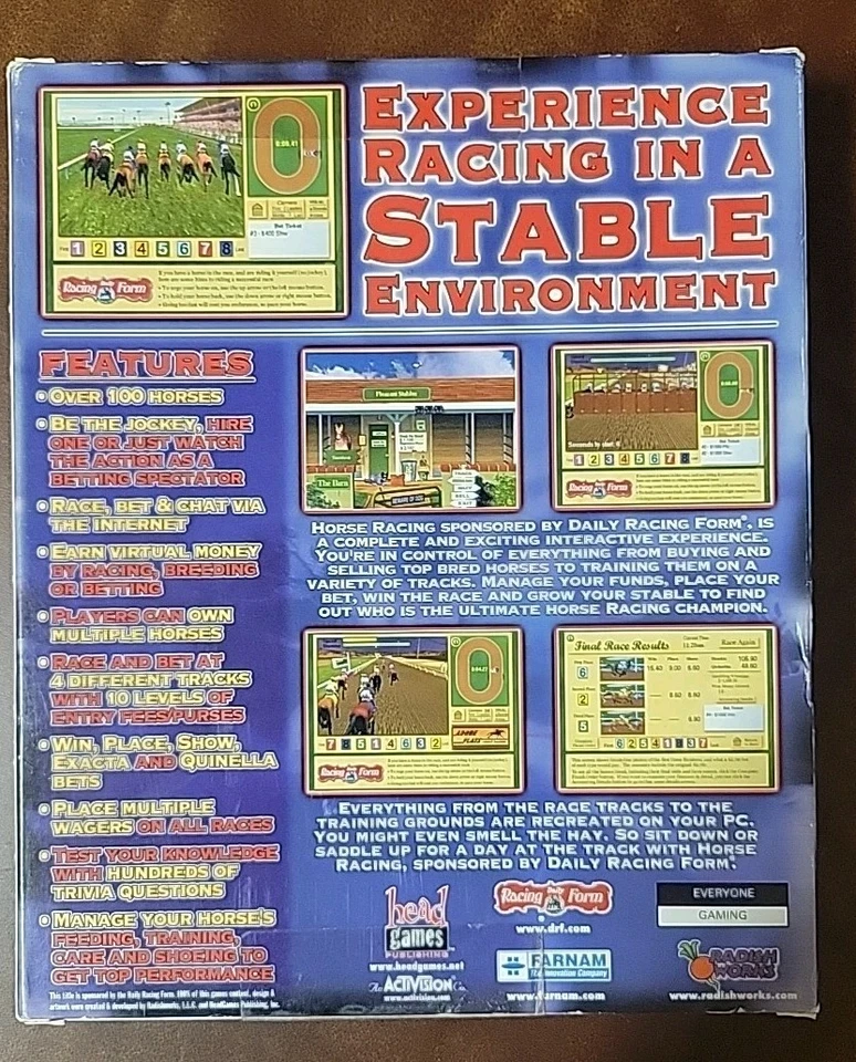 Vintage 1999 PC Game Farnam Daily Racing Form Horse Racing Rare SEALED BOX READ - Image 2 of 4