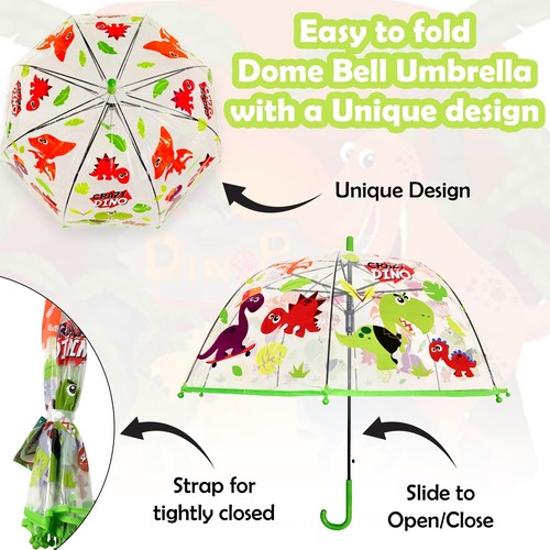 Licensed Brolly, Bubble Dome Umbrella, Windproof Bell Umbrella Kids for 3-7 Yrs - Picture 56 of 97