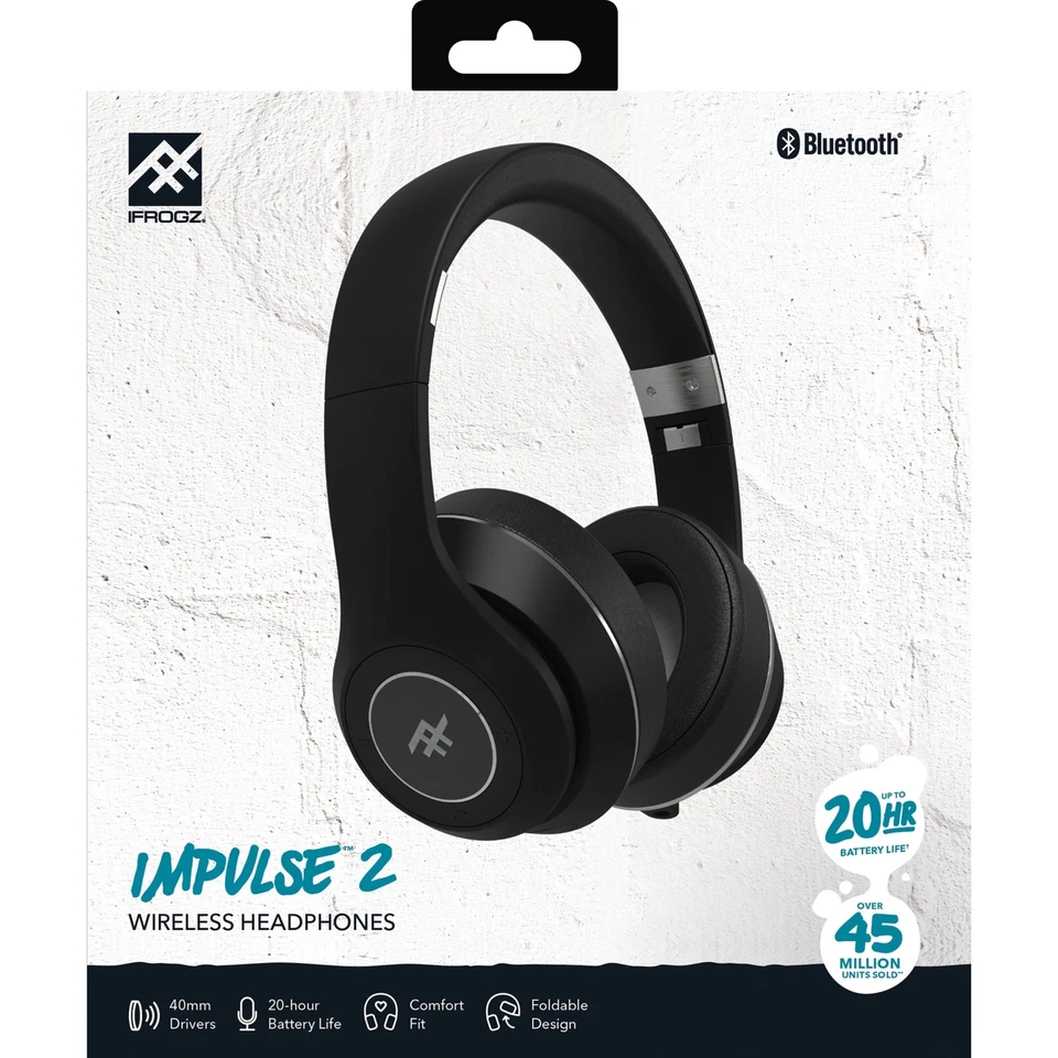 iFrogz - Impulse 2 Wireless - Premium Headphones with Long Battery Life - Black