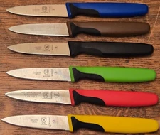 MERCER CUTLERY M23930 6 Paring Knives w/3 in Blades Millennia Colored Handles
