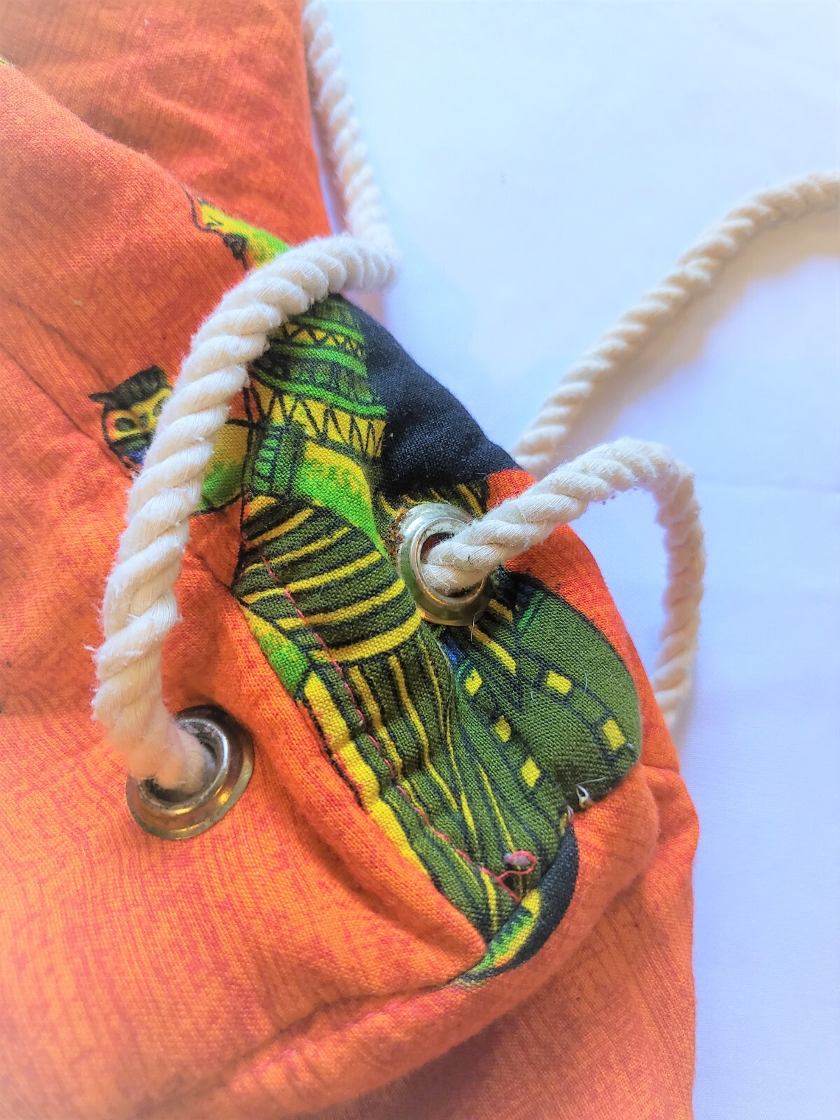 Egyptian Drawstring Duffle Bag (Orange, Vintage piece From From Luxor Egypt) eBay