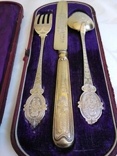 104.8g 1868 Birmingham Sterling Silver-Gilt Dining Set