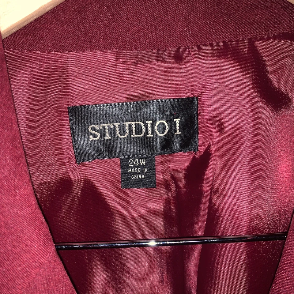 Blazer Studio 1 Para Mujer Formal Botón Frontal con Detalle Bordado Borgoña Talla 24w Foto 2 de 4