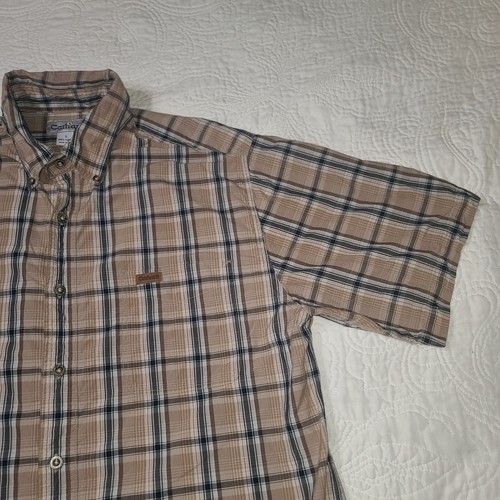 Carhartt Plaid Buttonup Short Sleeve Shirt Sz L Cotton Men Normcore - Picture 3 of 17
