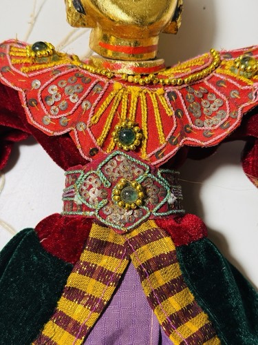 Vintage Folk Art Burmese strung Marionette Wood Puppet Handmade - Picture 3 of 13