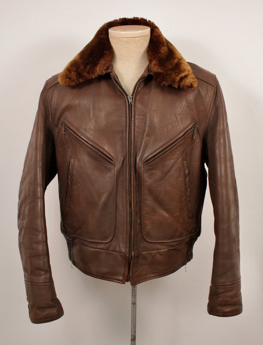 VTG Men's 1950s Windward Brown Horsehide Leather Jacket Sz M VTG Men's 1950s Windward Brown Horsehide Leather Jacket Sz M