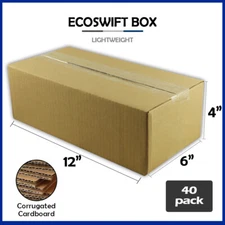 40 12x6x4 "EcoSwift" Brand Cardboard Box Packing Mailing Shipping Corrugated