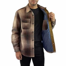 JACHS Men's Premium Shirt Wool Blend Jacket w Inside Pocket, Brown, M XL XXL
