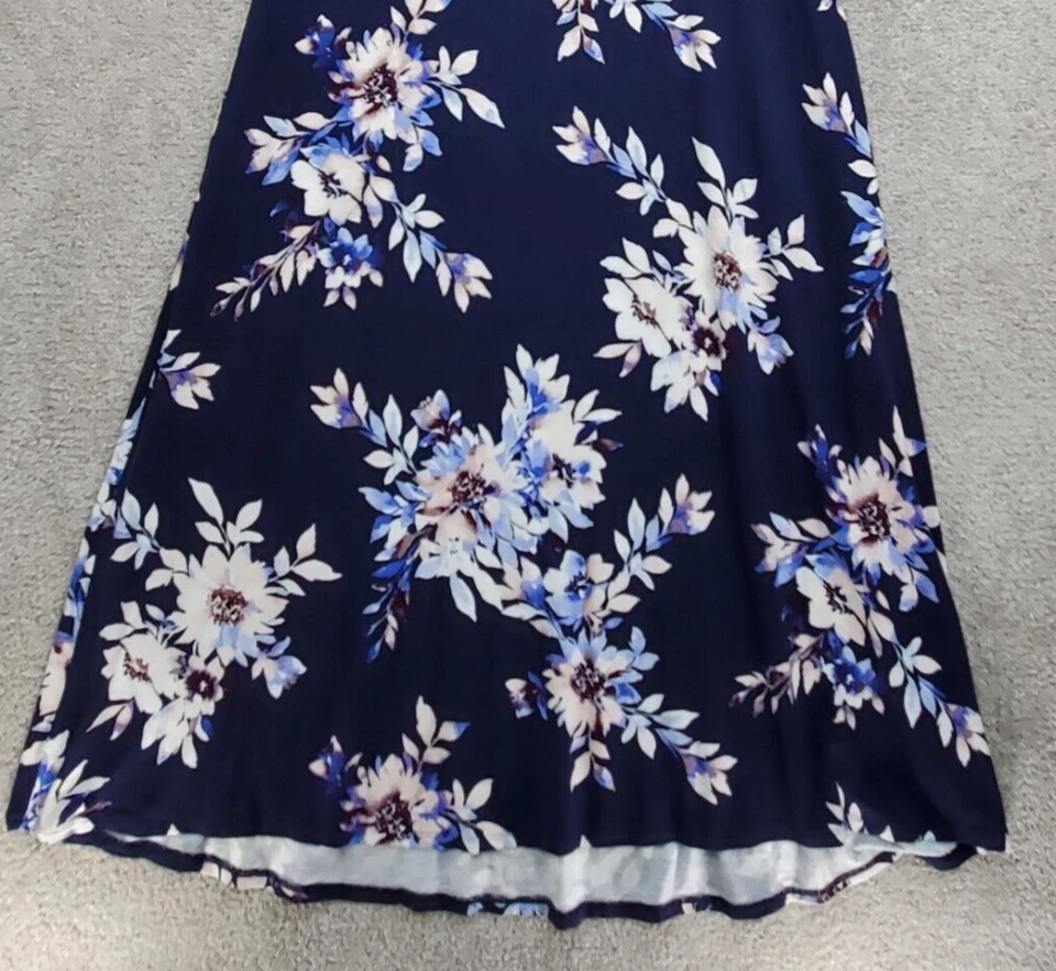 J. Jill Maxi Dress Women's XS Petite Navy Floral Classic Round Neck Pullover - Image 4 of 4