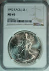 1992 Silver American Eagle NGC MS 69