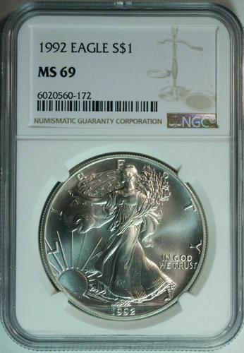 1992 Silver American Eagle NGC MS 69 / Premium Quality NO SPOTS!