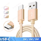 USB-C Type C Nylon 1M 2M 3M Fast Charger Data Charging Cable For Samsung Huawei