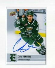 COLE FONSTAD autographed SIGNED '19/20 Upper Deck CHL card COLUMBUS BLUE JACKETS
