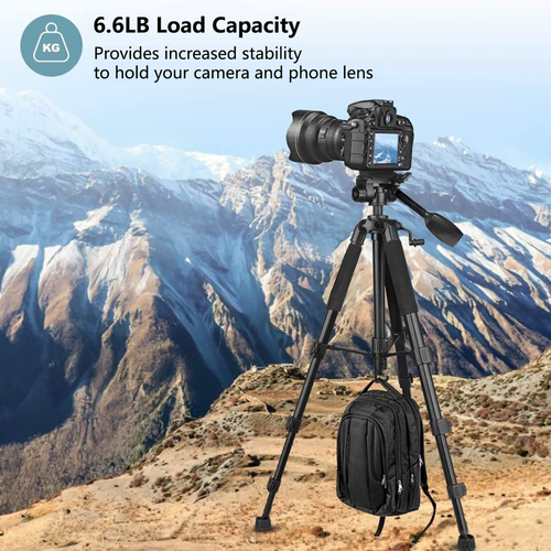 58'' Heavy Duty Aluminum Alloy DSLR Camera Tripod Stand Holder Mount Canon Nikon - Picture 6 of 9