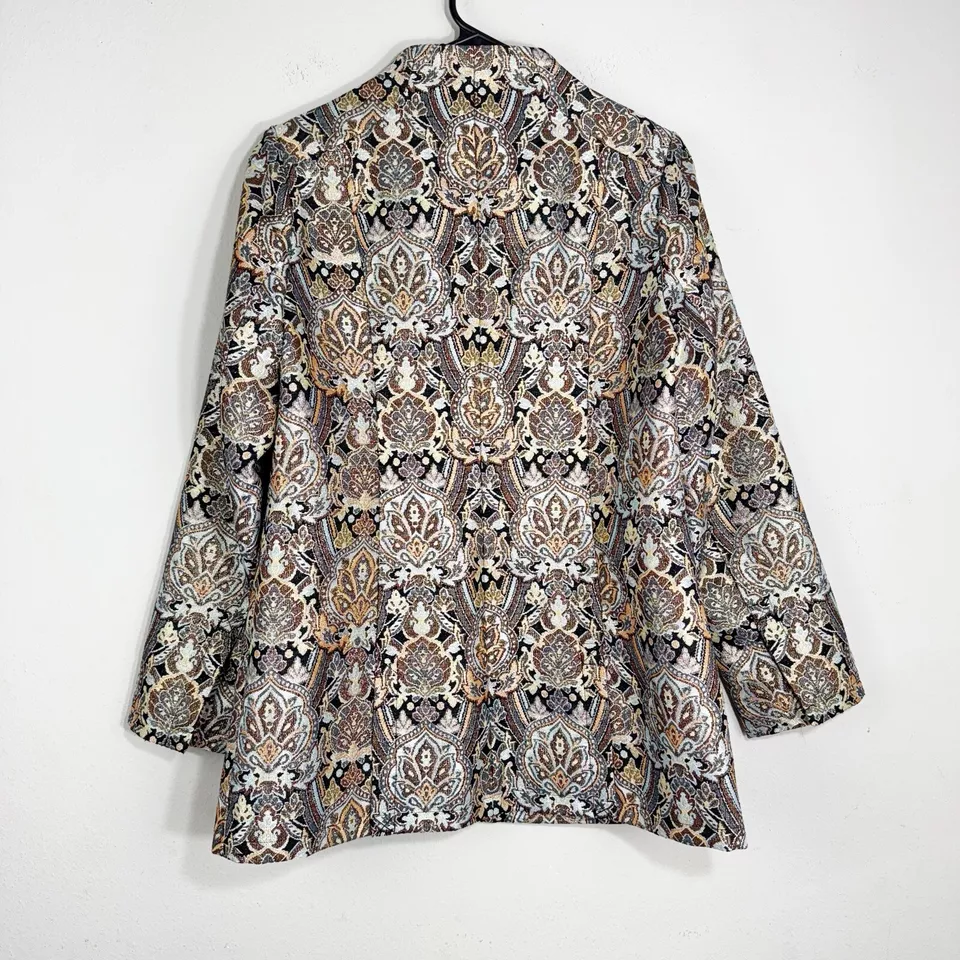 Chaqueta metálica Soft Surroundings Venezia Paisley para mujer S marrón Foto 2 de 4