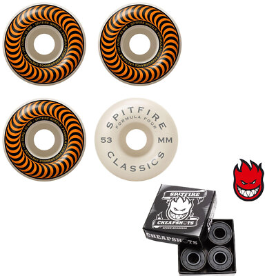 Spitfire Skateboard Wheels F4 Classics 101A Orange 53mm With Spitfire Bearings