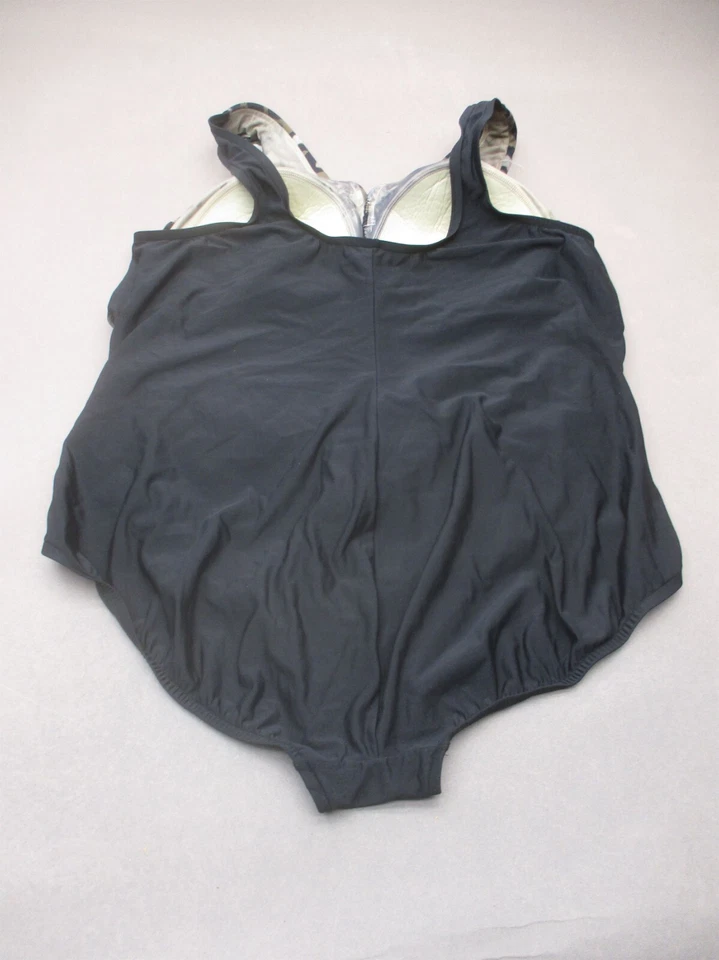 Terno de natação feminino INC tamanho 22W estampa animal drapeado forrado sem fio peça única 8U - Imagem 3 de 4