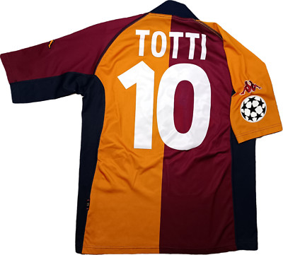 Maillot De Foot Vintage AS Roma 2001-2002 - Totti Numéro 9 - Taille XL Kappa - Occasion