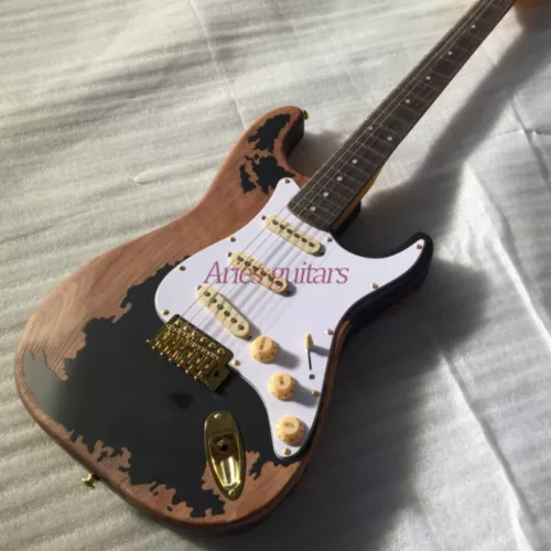 Vintage Relic ST Electric Guitar Alder Body SSS Pickup Gold Hardware Tremolo