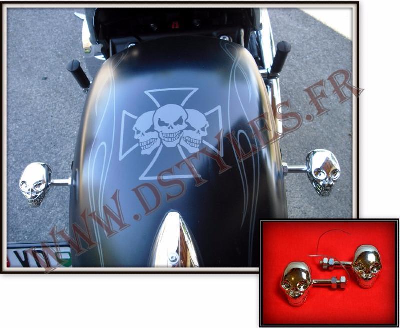 Clignotant Tête de Mort Moto Custom Quad LED Clignotants Chrome