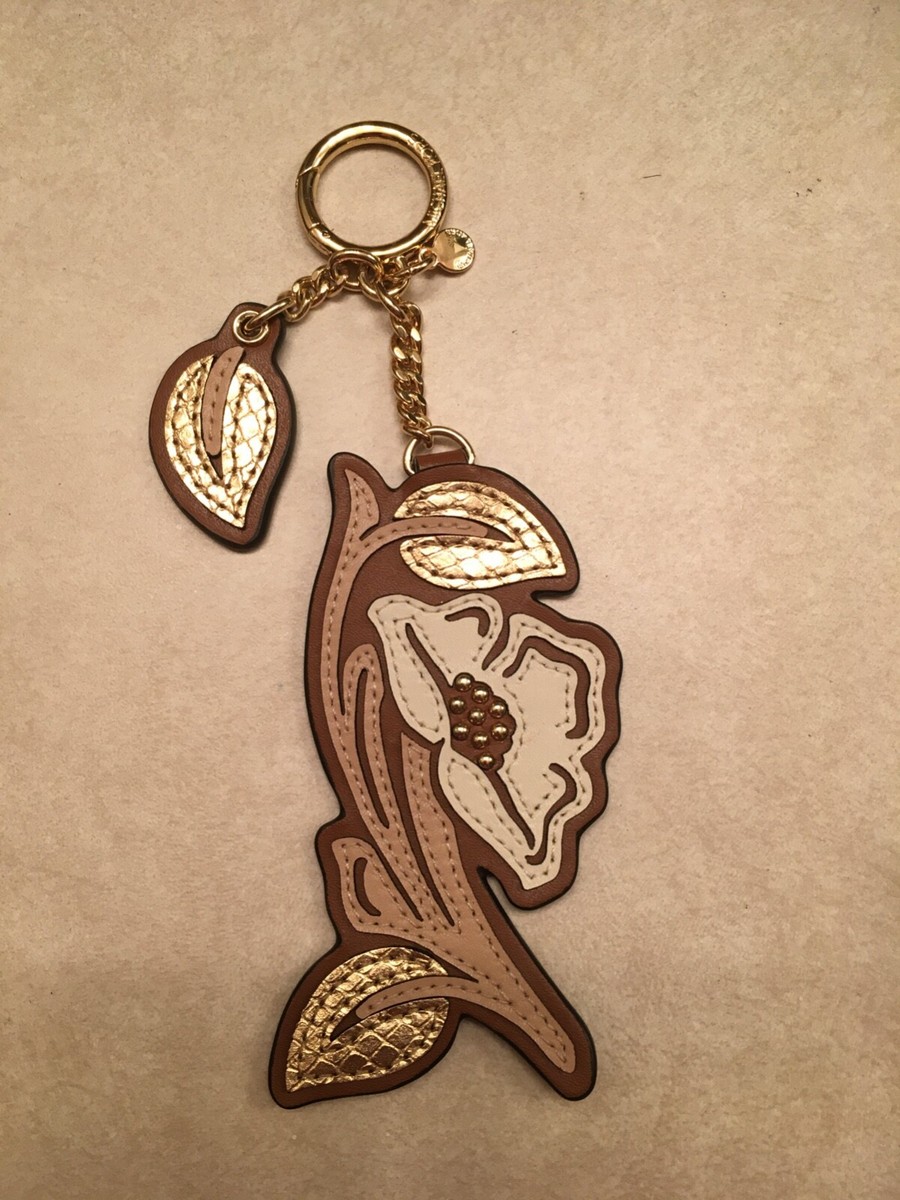 MICHAEL KORS LEATHER FLOWER CHARM HANDBAG FOB KEYCHAIN