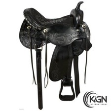Western Barrel Racing Leather Horse Saddle with Tack Set Sizes 14" to 18"