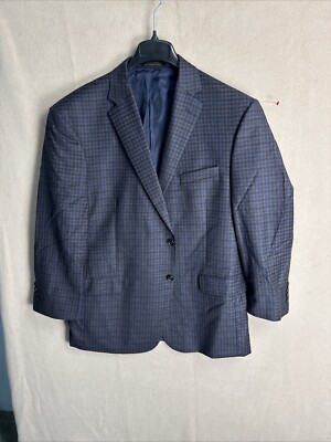 Jos A Bank Reserve Tailored Fit 46R Brown Blue Wool Cashmere E Thomas Italy
