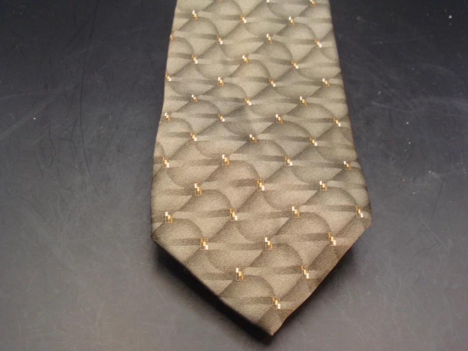 Savile Row ~Men’s 100% Silk Tie ~ Green ~ White Dots ~ Geometric ~ VGC ~ - Image 2 of 4