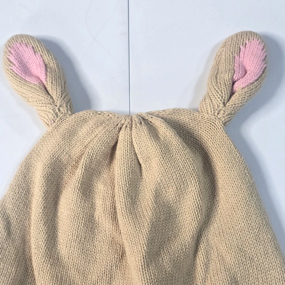 Crazy 8 ребенка ясельного возраста девочки кролик шляпа 4-5 лет легкий вязаный желтовато-коричневый розовый гибкие уши - Изображение 2 из 4